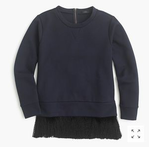 J. Crew Navy Fringe Sweatshirt